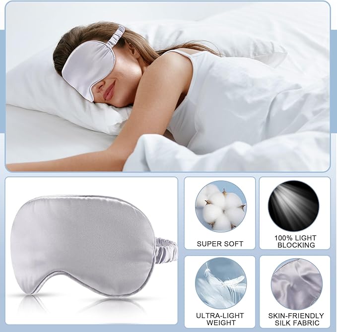 Geyoga 24 Pcs Silk Sleep Masks Soft Satin Eye Masks for Sleeping with Adjustable Elastic Strap Comfortable Blindfold Eyeshade for Men Women Travel Nap Night Sleep(Black, Grey, Navy, Pink)