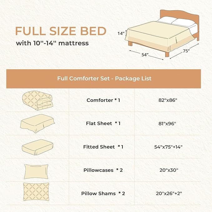 Sasttie Full Size Comforter Set, 7-Piece Bed in a Bag, Pintuck Bedding Sets for All Season, Includes Comforter, Flat Sheet, Fitted Sheet, Pillowcases and Pillowshams, Navy
