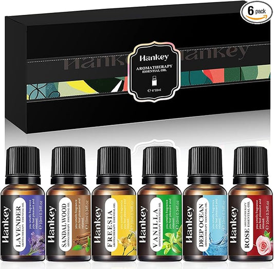 6 Pack Essential Oil Gift Set, Premium Fragrance Essential Oil for Diffuser, Home Care, Humidifiers, Air Purifier, Water soluble Essential Aromatherapy Oil for Relax Travel Sleep Mood 10ml / 0.34fl.oz