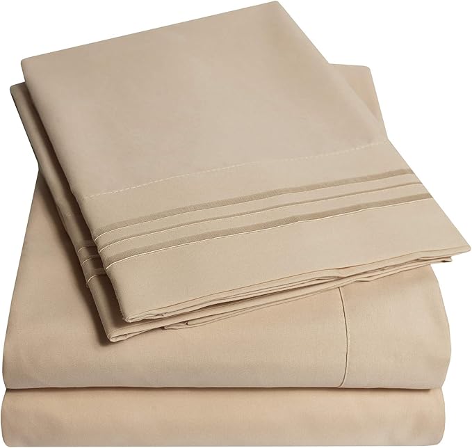 1500 Supreme Collection California King Sheet Sets Taupe - Luxury Hotel Bed Sheets and Pillowcase Set for California King Mattress - Extra Soft, Elastic Corner Straps, Deep Pocket Sheets Taupe