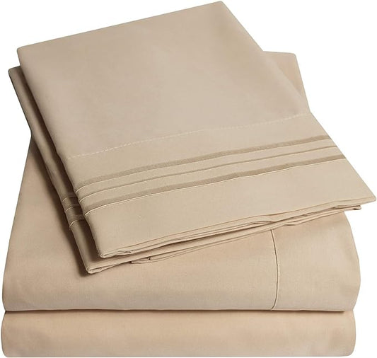 1500 Supreme Collection Twin XL Sheet Sets Taupe - 3 Piece Bed Sheets and Pillowcase Set for Twin XL Mattress - Extra Soft, Elastic Corner Straps, Deep Pocket Sheets, Twin XL Taupe