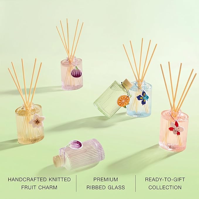 COCORRÍNA Reed Diffuser Set, 6.09 fl oz Sage&Citrus Oil Diffuser with 8 Reed Sticks & Fruit Charm, Long-Lasting Home Fragrance for Bathroom Bedroom Office