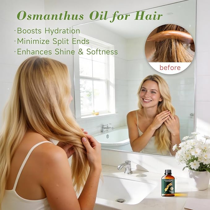 Osmanthus Essential Oil, Pure Osmanthus Oil Mumianhua Rare Floral-Apricot Scent for Luxurious Diffuser, Skin Care & Aromatherapy, Promotes Relaxation & Glowing Skin, 3.38 Fl Oz