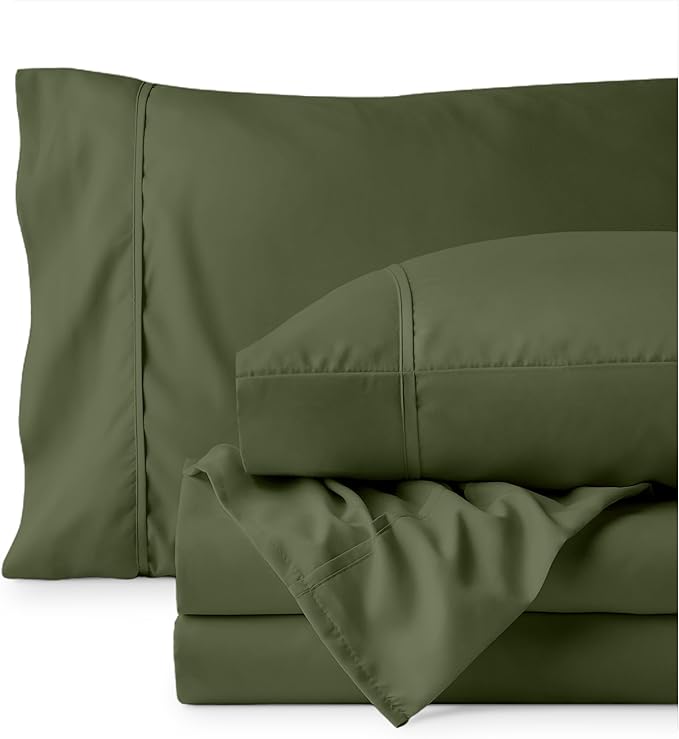 Bare Home Hotel Luxury Twin XL Sheet Set, Extra Soft - 4 Piece Set - Deep Pockets - Easy Fit - Cooling & Breathable - Wrinkle, Fade, Stain Resistant - Includes 2 Pillowcases (Twin XL, Cypress)