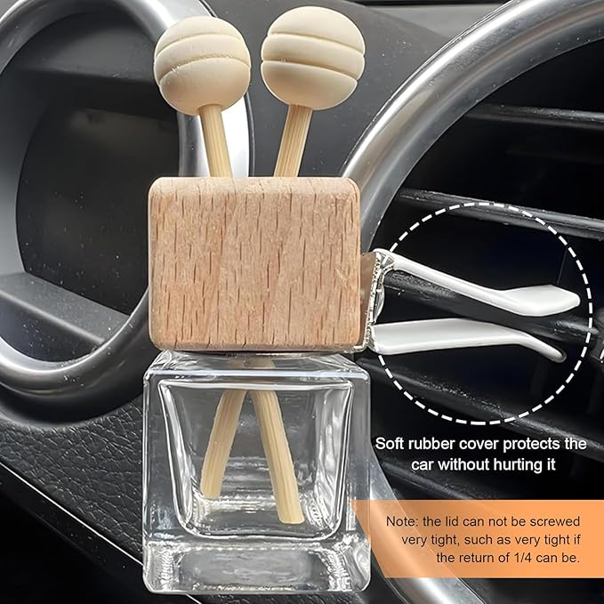 8PCS Empty Car Diffuser Bottle, Refillable Car Air Freshener Vent Clip, Car Air Freshener Diffuser Empty Glass Bottles, Car Scent Diffuser Bottle for Most Vehicles Interior Accessories