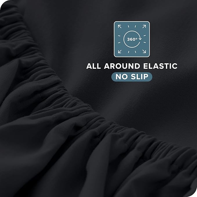 Bare Home Split King Sheet Set - 1800 Ultra-Soft Microfiber Bed Sheets - Double Brushed - Deep Pockets - Easy Fit - 5 Piece Set - Bedding Sheets & Pillowcases (Split King, Black)