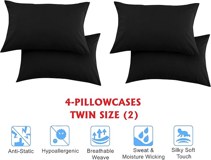 Elegant Comfort Luxury Soft Bed Sheets 1500 Premium Hotel Quality Microfiber Softness Wrinkle and Fade Resistant (6-Piece) Bedding Set, California King, Black