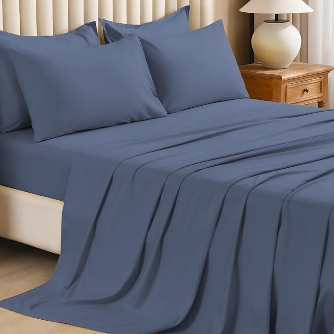 Litanika Twin Comforter Sets Bluish Grey - 5 Pieces Bed in a Bag Beddding Sets, Solid Lightweight Bed Set with Comforter, Sheets, Pillowcase & Sham
