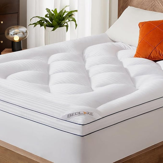 BEDLORE Full Mattress Topper, Thick Pillow Top Pad for Back Pain Relief, Cooling Soft Mattress Cover with Deep Pockets 6-15 inch