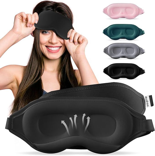 Audree Eye Mask for Sleeping - 3D Contoured 100% Sleep Mask Light Blocking | Eyemask for Women and Men, Zero Eye Pressure Night Blindfold | Soft Eye Cover