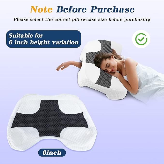 Pillowcase for 6 inch Height Side Sleeper Pillow with Arm Hole, Breathable Skin-Friendly Fabric, Machine Washable, Pillow Core Not Included