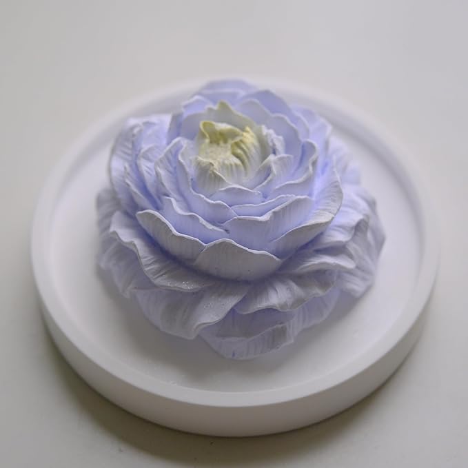 Essential Oil Passive Flower Diffuser -Non-Electric Peony Flower Porcelain Aromatherapy Diffusers for Small Mini Room, Desk Decorative, Bathroom (Purple, Peony)