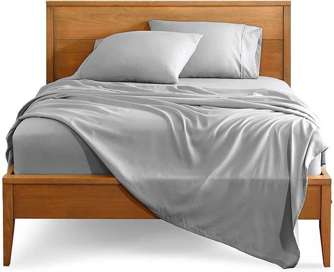 Bare Home Split King Sheet Set - 1800 Ultra-Soft Microfiber Bed Sheets - Double Brushed - Deep Pockets - Easy Fit - 5 Piece Set - Bedding Sheets & Pillowcases (Split King, French Grey)
