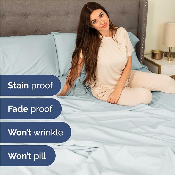 King 6 Piece Sheet Set - Comfy, Breathable & Cooling - Hotel Luxury Bedding for Women, Men, Kids, Teens and Children - 1 Flat & 1 Fitted Sheet & 4 Pillowcases w/ Deep Pockets - Wrinkle Free - Ice Blue