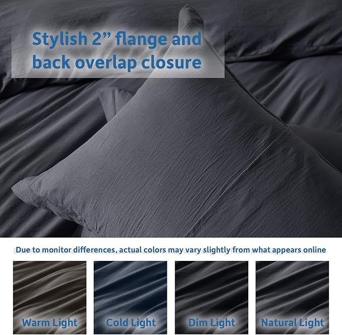 Nestl Dark Grey Duvet Cover King Size - Soft Double Brushed King Duvet Cover Set, 3 Piece, with Zipper Closure, 1 Duvet Cover 104x90 inches and 2 Pillow Shams