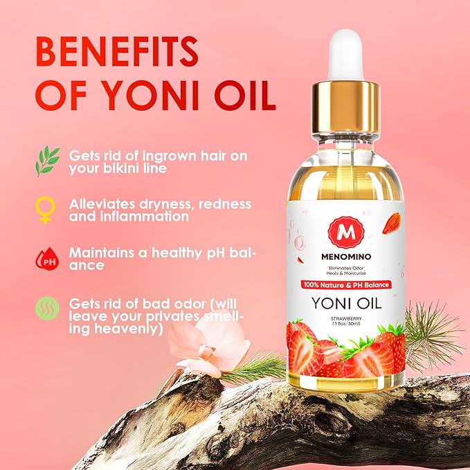 3 Pack Yoni Oil Organic Feminine Oil for Women pH Balance - Feminine Deodorant -Vaginal Moisturizer -Eliminates Odor with Natural Peach Rose Strawberry Essential Oil, 1 fl oz/pc