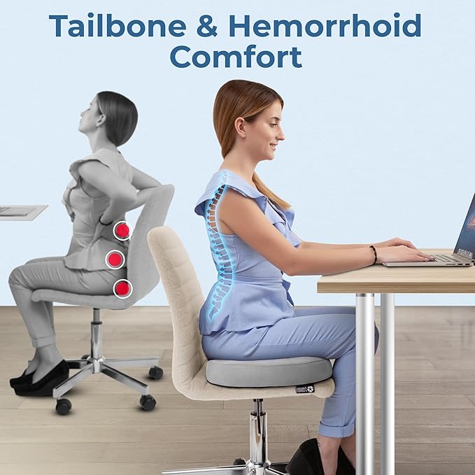 5 STARS UNITED Donut Pillow Hemorrhoid Tailbone Cushion – Large Floor Cushion for Pain Relief – Coccyx, Prostate, Sciatica, Pelvic Floor, Pressure Sores, Pregnancy, Postpartum Recovery, Light Gray