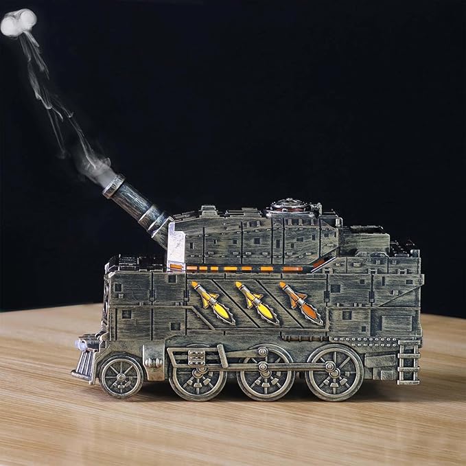 300ml Vintage Steam Train Essential Oil Diffuser, Humidifier with Dual-Color LED Light, Ultra-Quiet Aromatherapy, Auto Shut-Off, Adjustable Mist Modes, for Home, Office