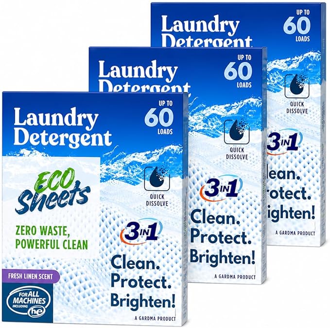 Laundry Detergent Sheets – 180 Eco Laundry Sheets Detergent, Travel Laundry Soap Sheets, Washer Sheets Detergent, Ultra Concentrated, Plastic-Free, Fresh Clean, 180 Sheets