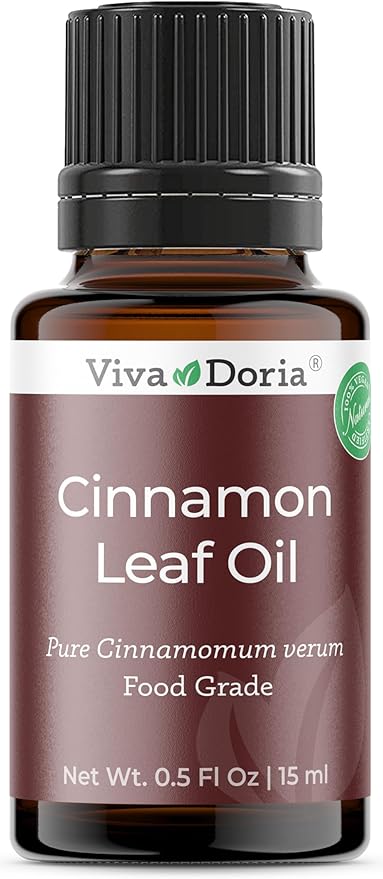 Viva Doria Cinnamon Leaf Essential Oil, 100% Pure, Natural Cinnamon Essential Oil, Undiluted, for Aromatherapy | Food Grade, 15 mL (0.5 Fluid Ounce)
