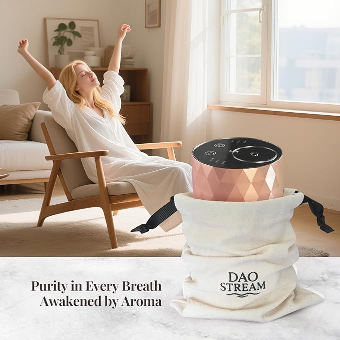 Waterless Essential Oil Diffuser - Rose Gold Portable Aromatherapy Scent Machine with 3 Mist Modes & Timer