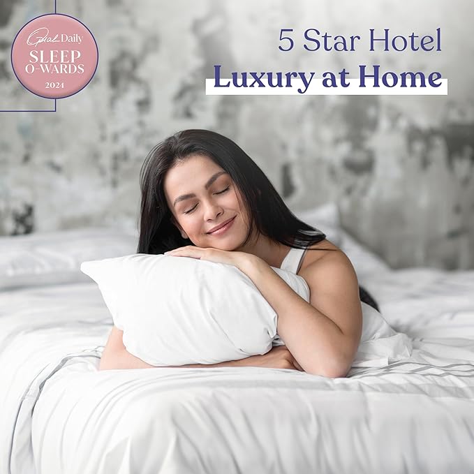 FluffCo Zen Fluff™ Down Alternative Bed Pillow - Luxury Hotel Quality - 300 TC Cotton Shell - Pillows for Side, Back, and Stomach Sleepers - Made in USA - Standard/Queen Size 20" x 28", 1-Pack, Soft