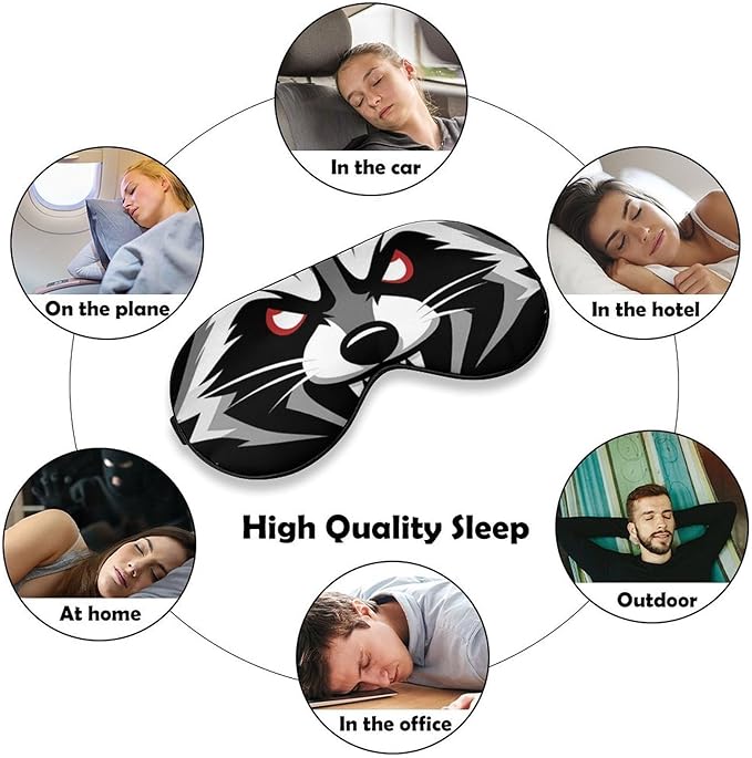 Angry Raccoon Sleep Mask Blindfold for Adult Play Adjustable Soft Eye Sleep Mask for Men Women Travel Nap Games