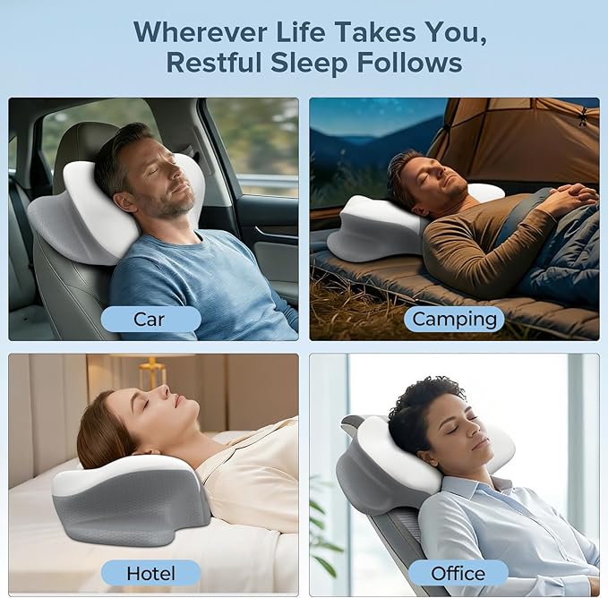 beslovo Cervical Neck Pillow for Pain Relief, Ergonomic Side Sleeper Pillow for Sleeping, Orthopedic Neck Support Contour Memory Foam Pillow for Side Back Stomach Sleepers, Ideal for Office & Travel