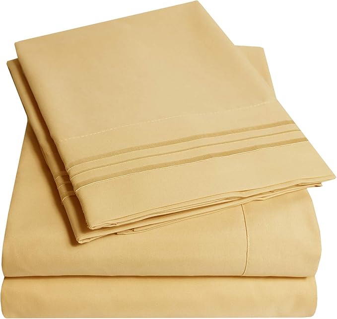 1500 Supreme Collection King Sheet Sets Camel - Luxury Hotel Bed Sheets and Pillowcase Set for King Mattress - Extra Soft, Elastic Corner Straps, Deep Pocket Sheets, King Camel