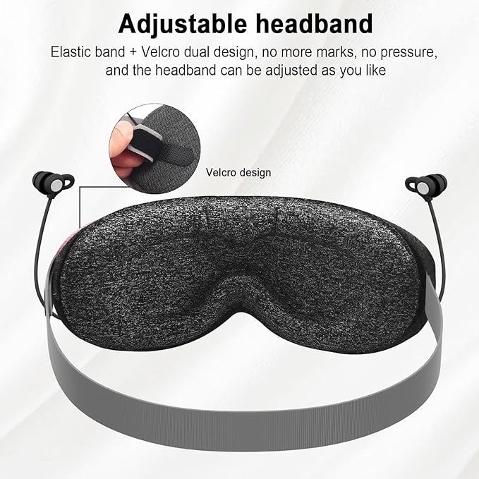 3D Sleep Mask with Bluetooth Headphones, Sleeping Earbuds with HD Mic, Sleep Eye Mask for Side, Zero Eye Pressure, Blackout Eye Mask for Sleep Travel, Elastic Band Eye Masks, for Men Women Gifts,Grey
