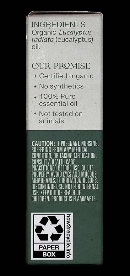 AURA CACIA Organic Eucalyptus Essential Oil, 0.25 FZ