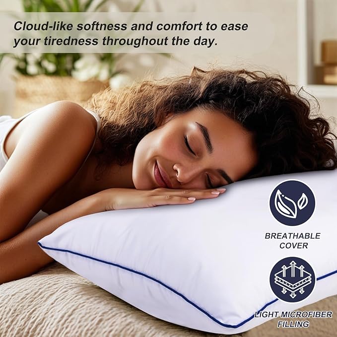 Favocama King Size Pillows Set of 4 Hotel Collection Bed Pillow for Sleeping King Pillows 4 Pack for Back, Stomach or Side Sleepers Soft and Supportive Washable Pillow for Bedroom