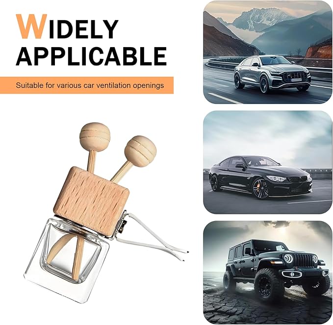 8PCS Empty Car Diffuser Bottle, Refillable Car Air Freshener Vent Clip, Car Air Freshener Diffuser Empty Glass Bottles, Car Scent Diffuser Bottle for Most Vehicles Interior Accessories