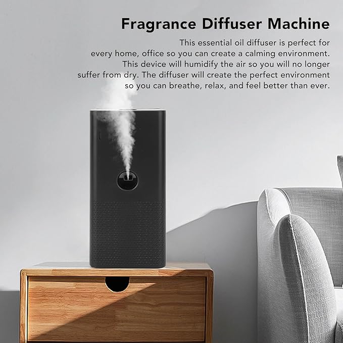 Essential Oil Diffuser, Quiet Aromatherapy Diffuser, Home Fragrance Diffuser, Scent Air Machine for Home Office Bedroom Bathroom (Black)