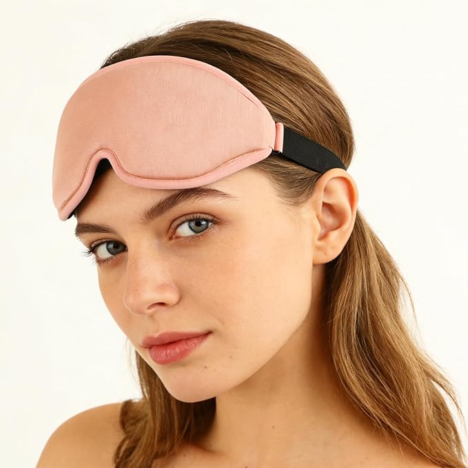 2 Pack Sleep Masks 3D Contoured Eye Mask for Sleeping Upgraded Slanted Nose Wing Light-Blocking Fits Side Sleepers