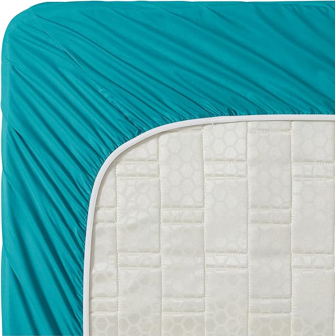 Clara Clark Bed Sheets, Premier 1800 Series 4 Piece Bed Sheet Set, Deep Pocket, Wrinkle, Fade, Stain Resistant, Luxury Soft Bedding Sheets & Pillowcases, Split King, Teal