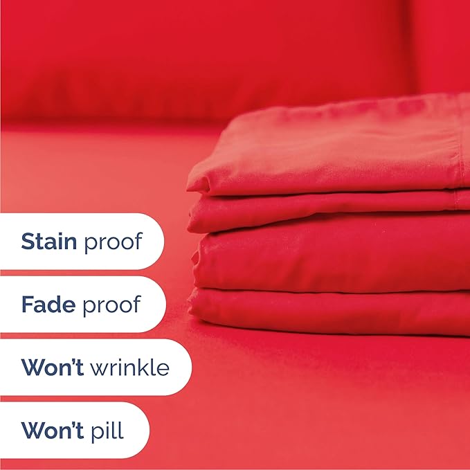 Cal King 6 Piece Sheet Set - Comfy, Breathable & Cooling - Hotel Luxury Bedding for Women, Men, Kids, Teens and Children - 1 Flat & 1 Fitted Sheet & 4 Pillowcases w/ Deep Pockets - Wrinkle Free - Red