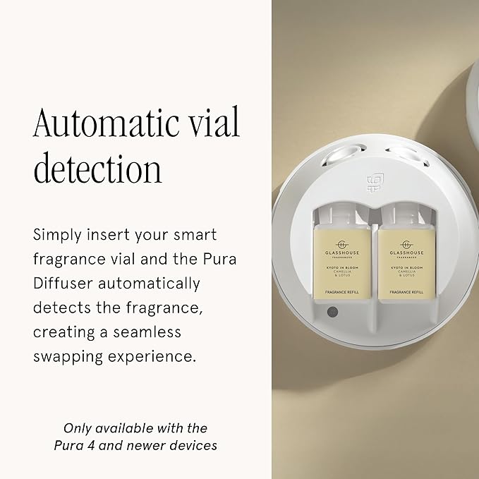 Pura x Glasshouse Home Scent Refill - Smart Home Air Diffuser - Hours of Luxury Fragrance per Refill - Home Essential - Clean & Safe Diffuser Fragrance - Kyoto in Bloom