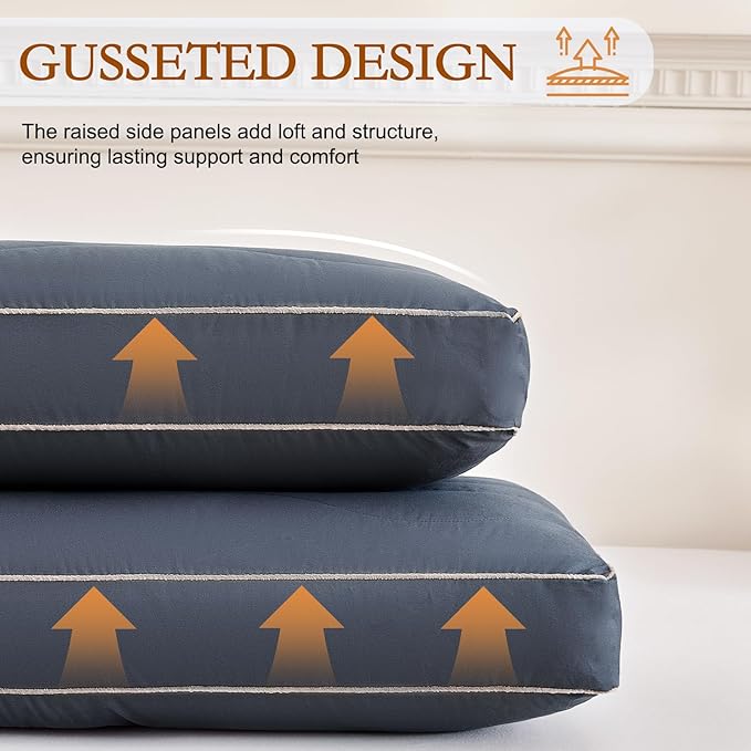 YOUR MOON Natural Soft Wool Pillow Standard Size, Support Soft Bed Pillows for Sleeping, Premium Australian Wool Filling with 100% Cotton Cover, Down Alternative Pillows (Gray)