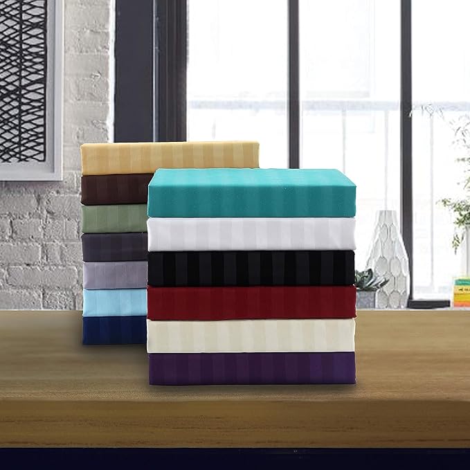 Elegant Comfort Softest and Coziest 4-Piece Sheet Set - 1500 Premium Hotel Quality Microfiber - Deep Pocket, Wrinkle Resistant 4-Piece Damask Stripe Bed Sheet Set, Twin, Emerald Gren