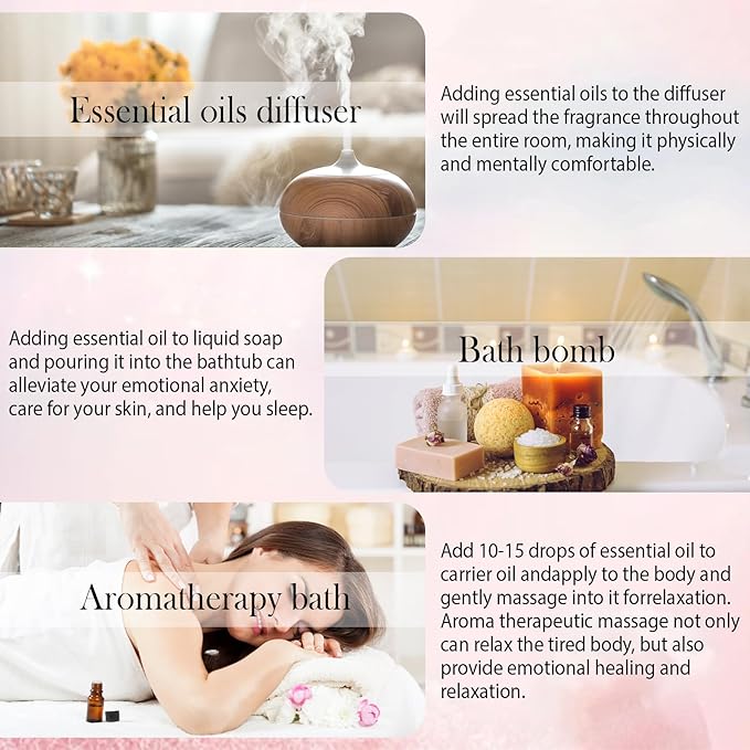 8 Pcs Pure Essential Oils Set for Diffuser, Home Care, Candle, Soap, Clean, Perfume, Laundry - Peppermint, Lavender, Rose, Clove-Organic Aromatherapy for Women and Mom Gift 10ml Each Mother's Day