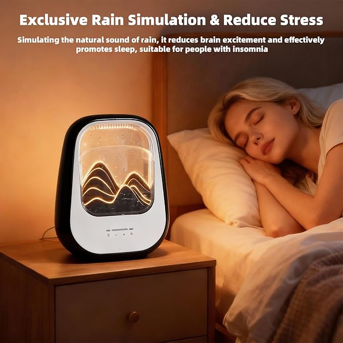8-in-1 White Noise Sound Machine with Aroma Diffuser, Rain Sound Machine for Sleeping, Stress Relief, White Noise Machine Night Light Timer for Bedroom Office Home Decor, Black