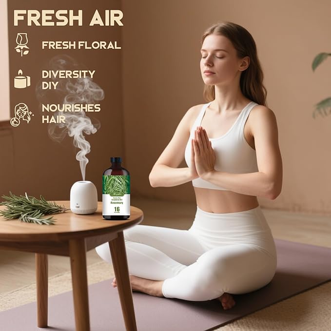 Rosemary Essential Oil – MLYNKL Rosemary Oils 16.33 fl oz for Diffusers, Humidifiers, Massage, DIY Candles, Soap, Cleaning, Home, Yoga, Office, Gifts - 490 ml