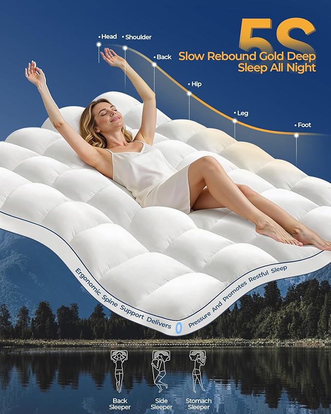KAYFIA Twin Mattress Topper,Extra Thick Mattress Pad Cover for Deep Sleep,3D+7D Snow Down Alternative Fill Overfilled Plush Pillow Top with 8-23 Inch Deep Pocket-White