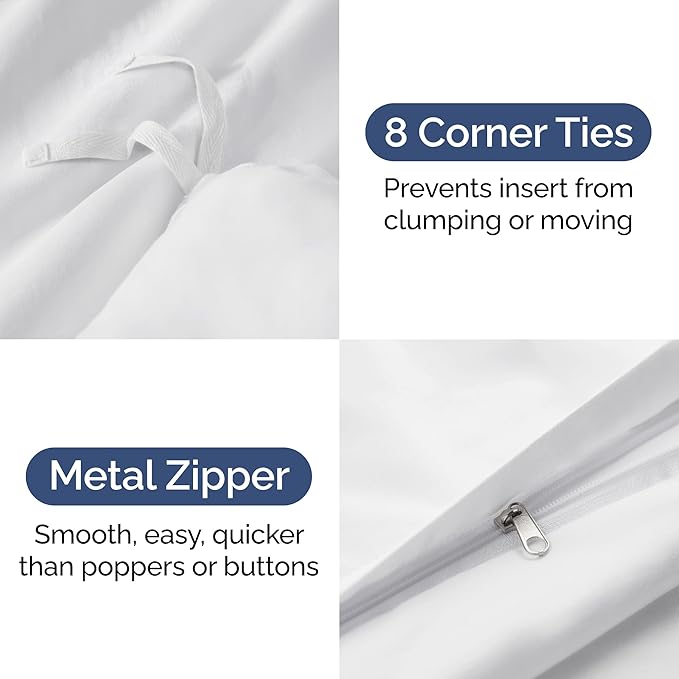 Duvet Cover Cal King Size Set - Extra Soft Cal King Duvet Cover 104" x 98" with 2 Pillow Shams - Hotel Luxury, Easy Care & Fade Free with Zipper Closures & Ties - Comfy, Cozy and Breathable (White)