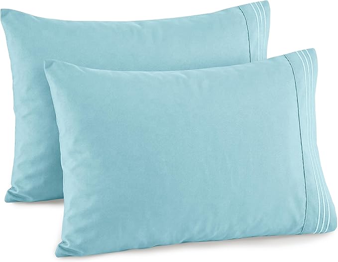 Elegant Comfort Premium Hotel Quality 2-Piece Pillowcase Set, Luxury & Softest 1500 Thread Count Egyptian Quality Bedding Pillowcases, Wrinkle and Fade Resistant, Aqua Blue, Standard/Queen