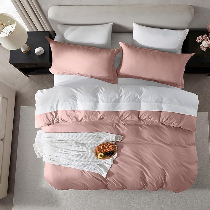 Nestl Blush Pink California King Duvet Cover Sets - Soft Double Brushed Cal King Duvet Cover, 3 Piece, with Zipper Closure, 1 Duvet Cover 104x98 inches and 2 Pillow Shams