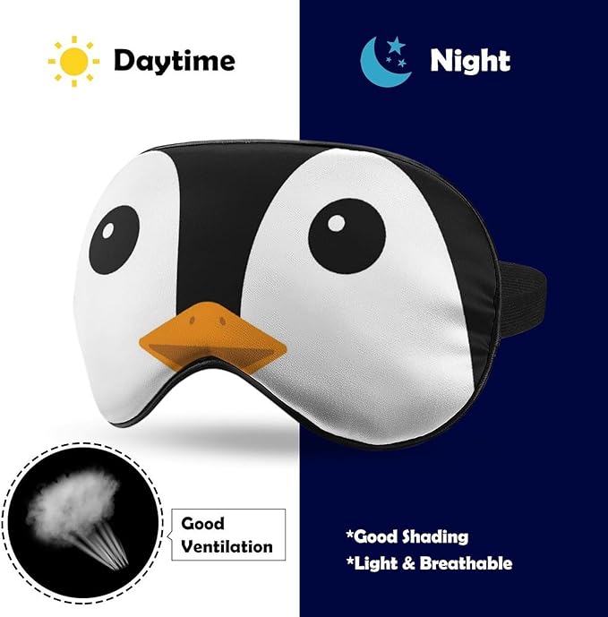 Cute Penguin Face Sleeping Mask Animal Head Sleep Eye Mask Blindfold with Adjustable Strap Soft Eye Mask Sleep for Blocking Out Lights