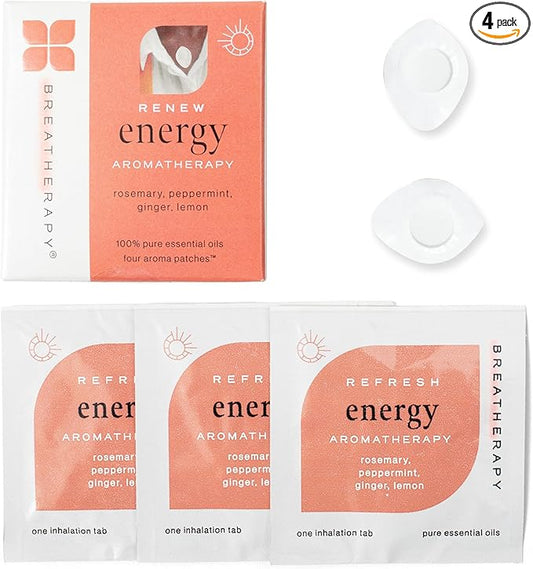 Aromatherapy Energy Patches - Pure Essential Oil Aroma Patch - Rosemary and Peppermint Essential Oils for Energy - 4-Pack