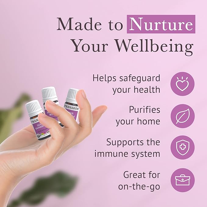 Pranarom - S.O.S. Wellness Essential Oil Kit (3-Pack of 5ml) - Good Samaritan, Immunity Boost, and Sinus Formula - 100% Pure Essential Oil | USDA and ECOCERT Certified Organic